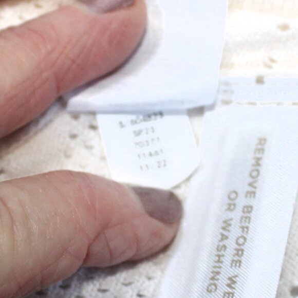 Loft Winter White Cotton Sweater with Embroidered Flowers, Large - Picture 10 of 10